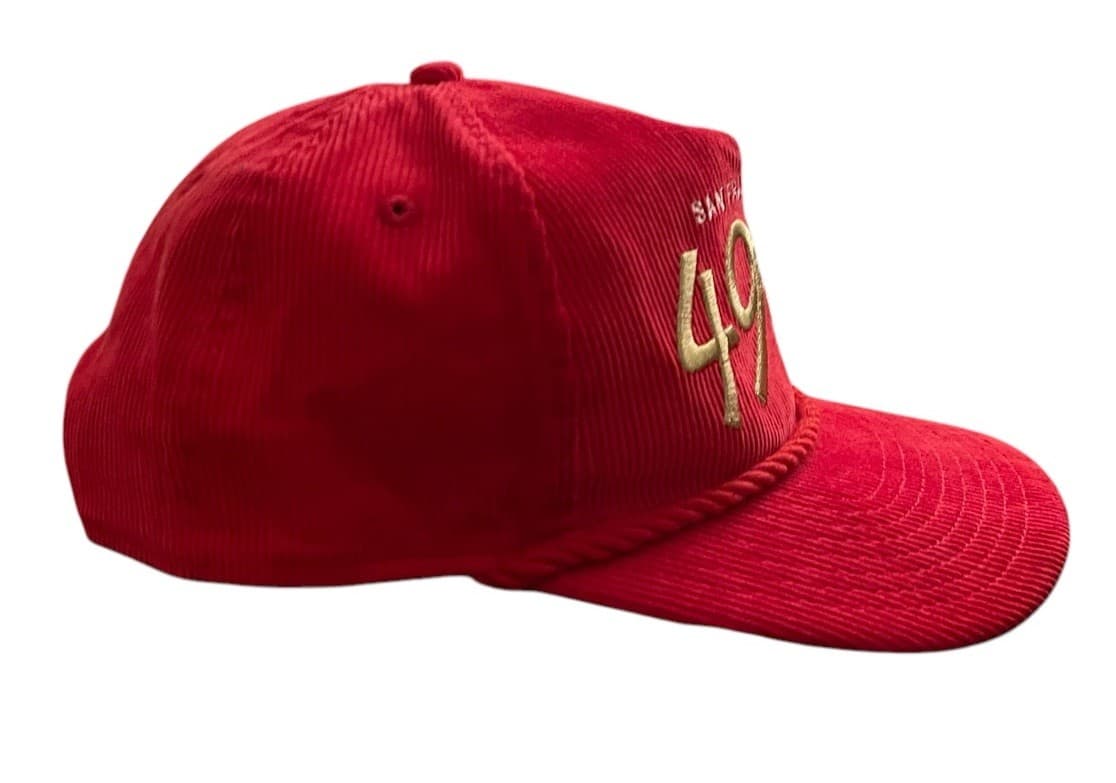 San Francisco 49ers New Era Throwback Corduroy Golfer Snapback Roped Hat Red - Thumbnail 8