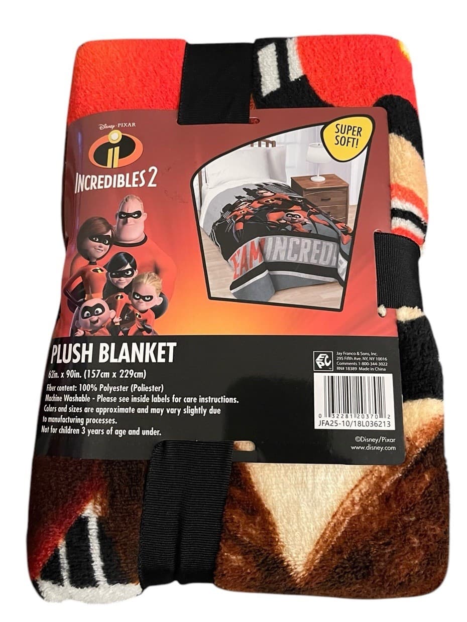 Disney Pixar Incredibles 2 Plush Throw Blanket 62” x 90” Super Soft New - Thumbnail 6