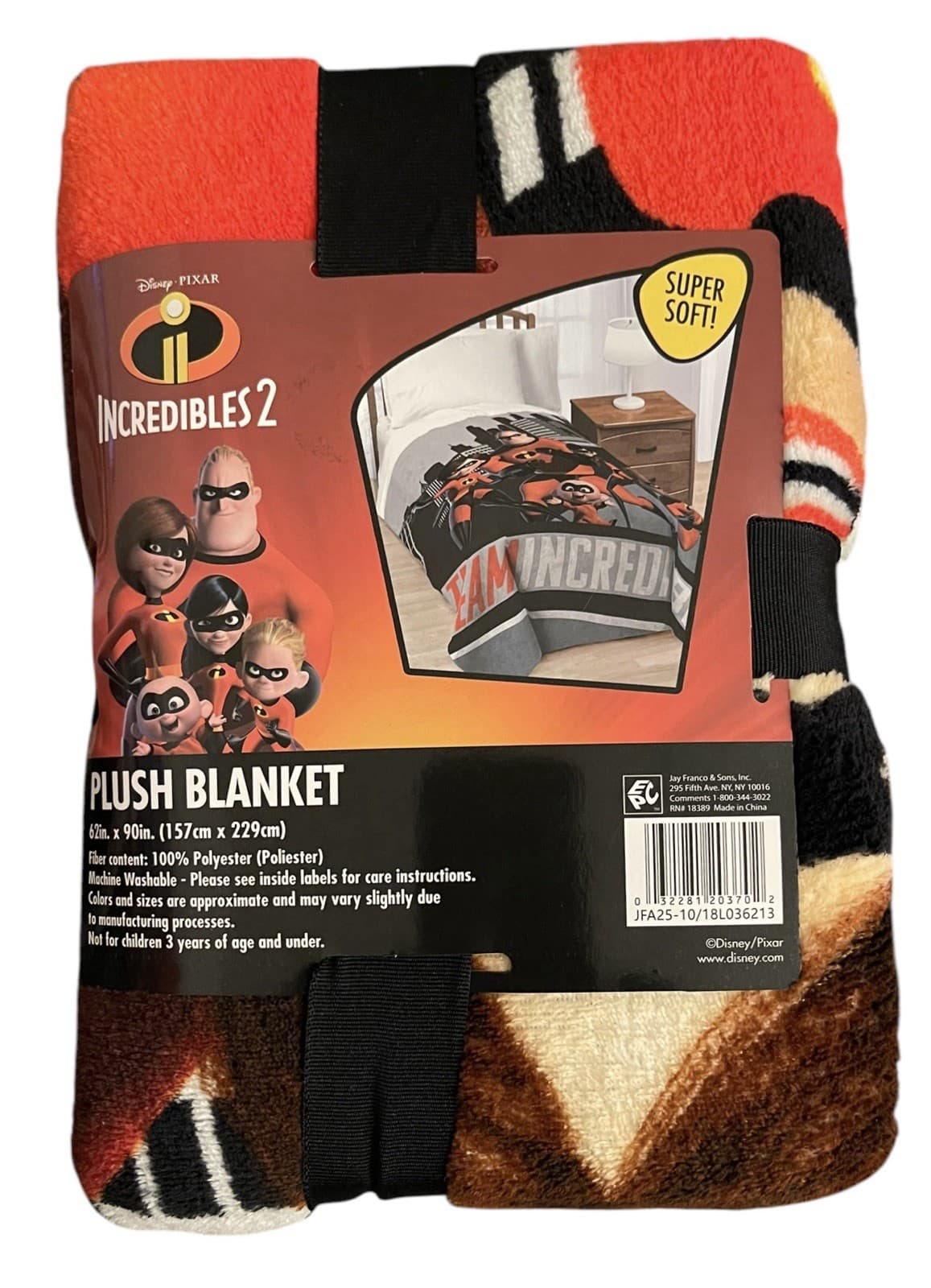 Disney Pixar Incredibles 2 Plush Throw Blanket 62” x 90” Super Soft New - Thumbnail 5