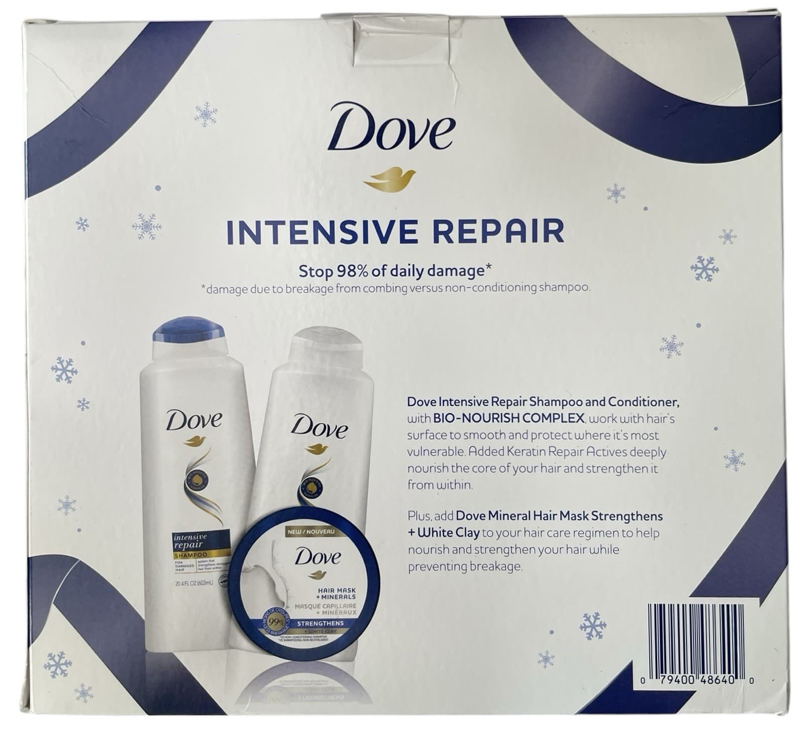 Dove Intensive Repair Shampoo + Conditioner + White Clay Hair Mask Gift Set New - Thumbnail 2