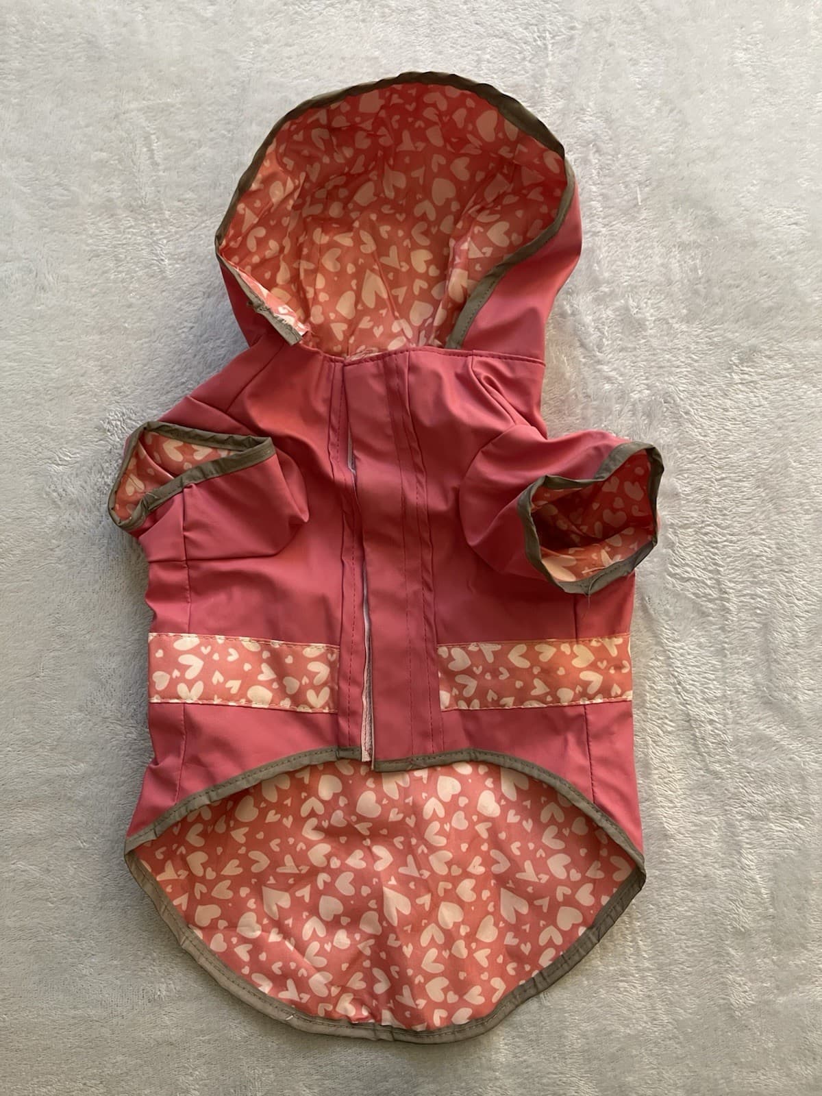 Dog Raincoat Waterproof Rain Jacket For Rainy Day Pink & White With Hearts Small - Thumbnail 2