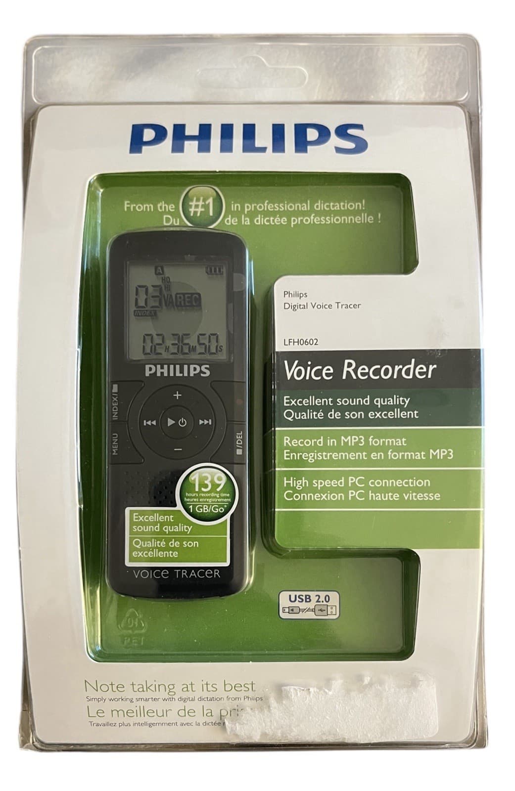 Philips LFH0602/00 Digital Voice Tracer Recorder 1GB/Go New & Sealed
