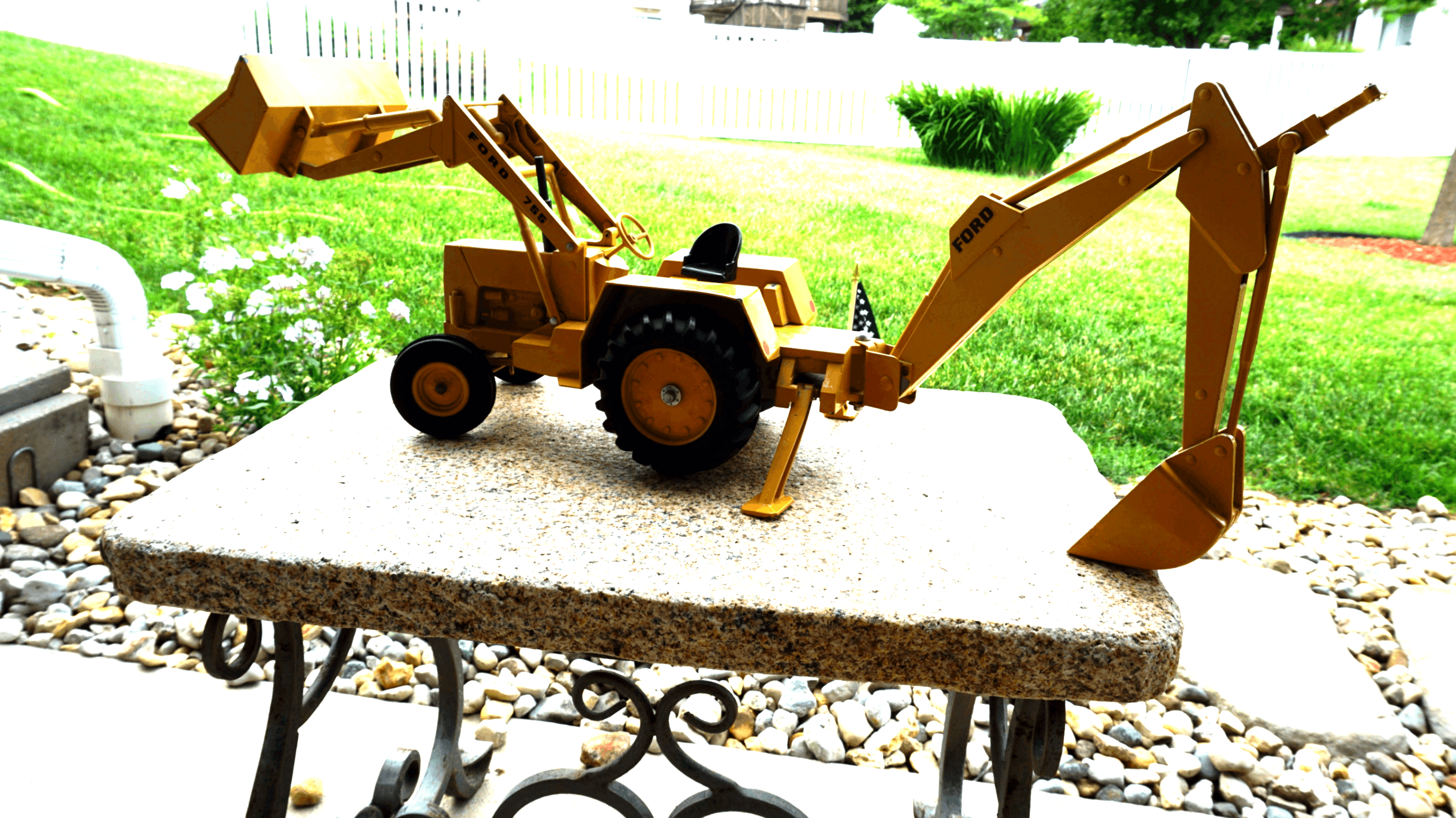 Vintage Metal Toy Trucks and Excavator Set