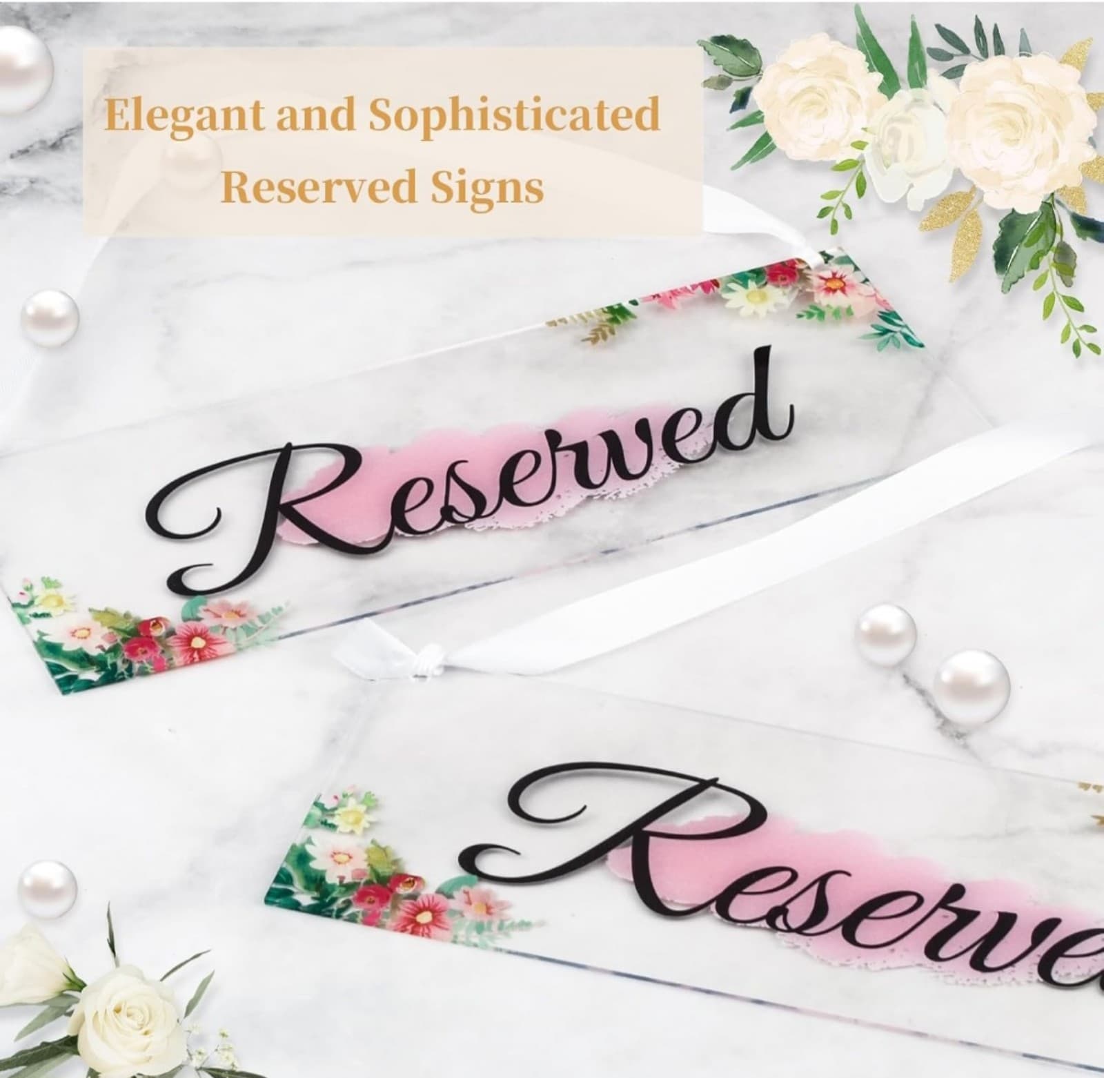 6 Piece Acrylic RESERVED Seating Hanging Signs - Thumbnail 5