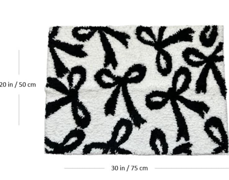 NEW Luxape White with Black Bows Rug ( 20" X 30 ) - Thumbnail 3