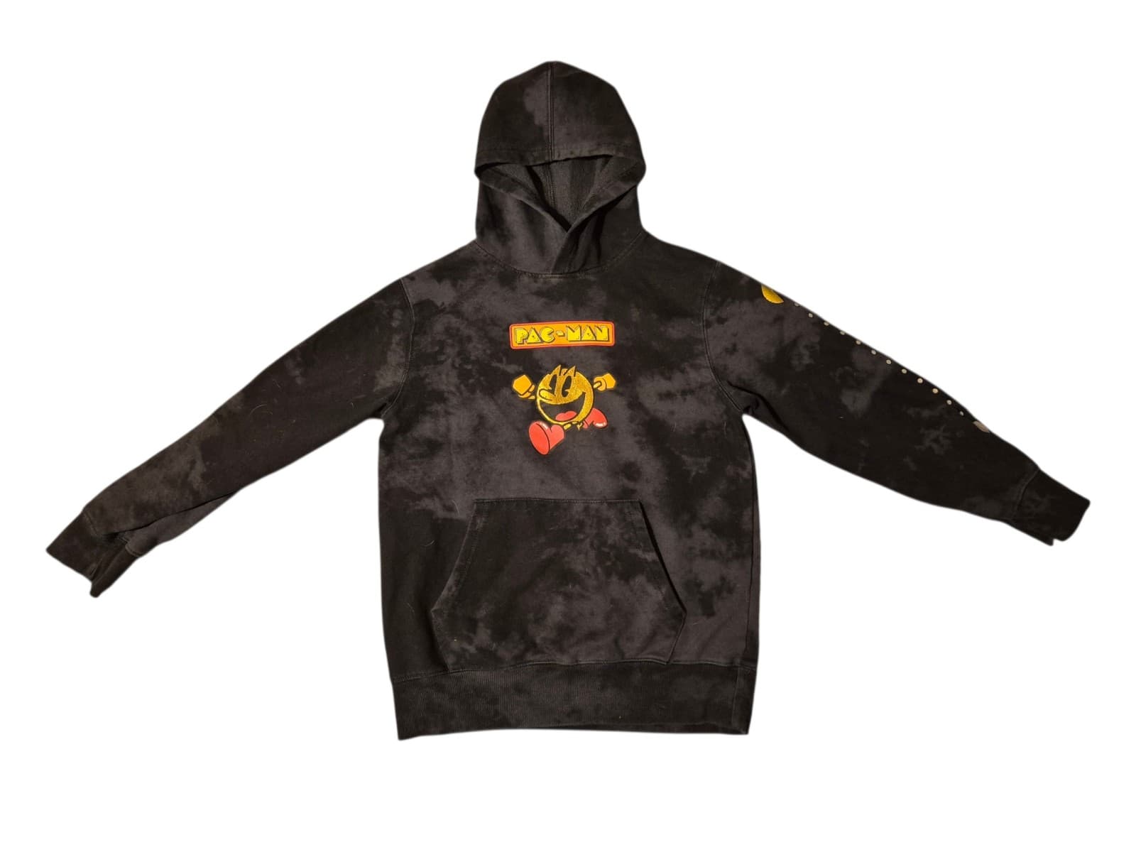 Pac-Man Kids Size L 10/12 Black Tie Dye Hoodie Bandai Namco Retro Gaming - Thumbnail 2