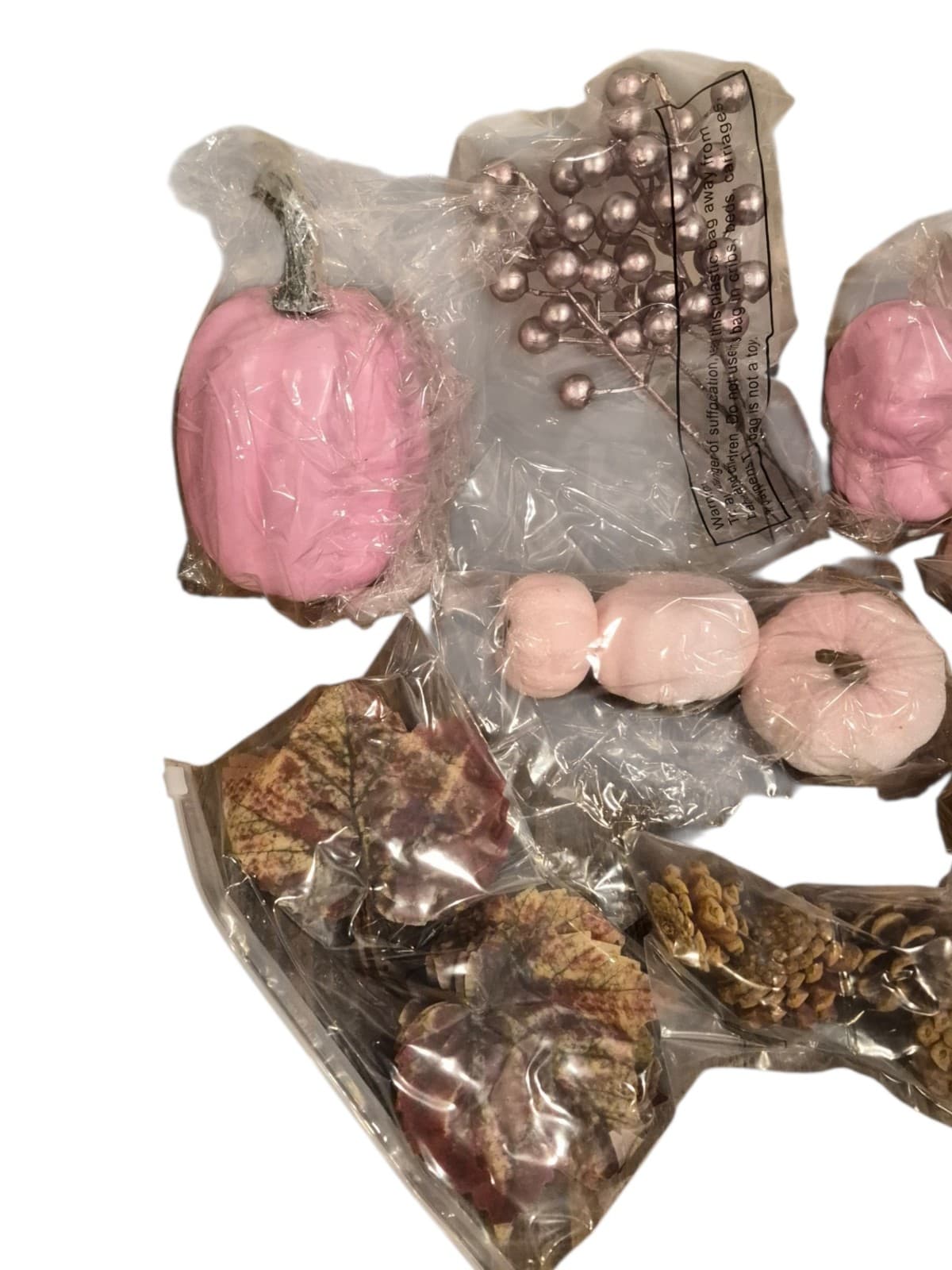 24pc Pink Pumpkin Fall Decor Set – Velvet/Glitter Vase Filler NIB - Thumbnail 5