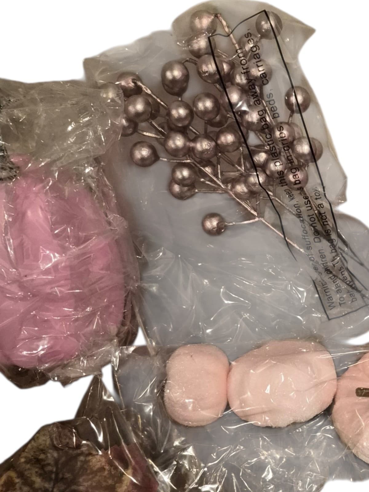 24pc Pink Pumpkin Fall Decor Set – Velvet/Glitter Vase Filler NIB - Thumbnail 4