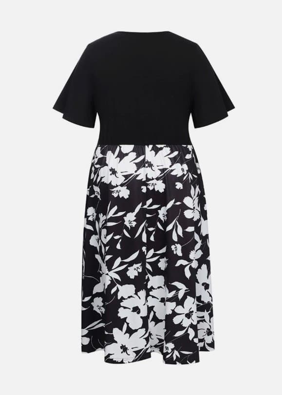 LAPA Plus Floral Patchwork Crossover Midi Dress Black White Size 0XL (12) NWT - Thumbnail 2