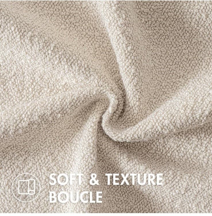 Boucle Decorative Lumbar Pillow Covers for Couch Set of 2, 12x20 inches, Beige - Thumbnail 3