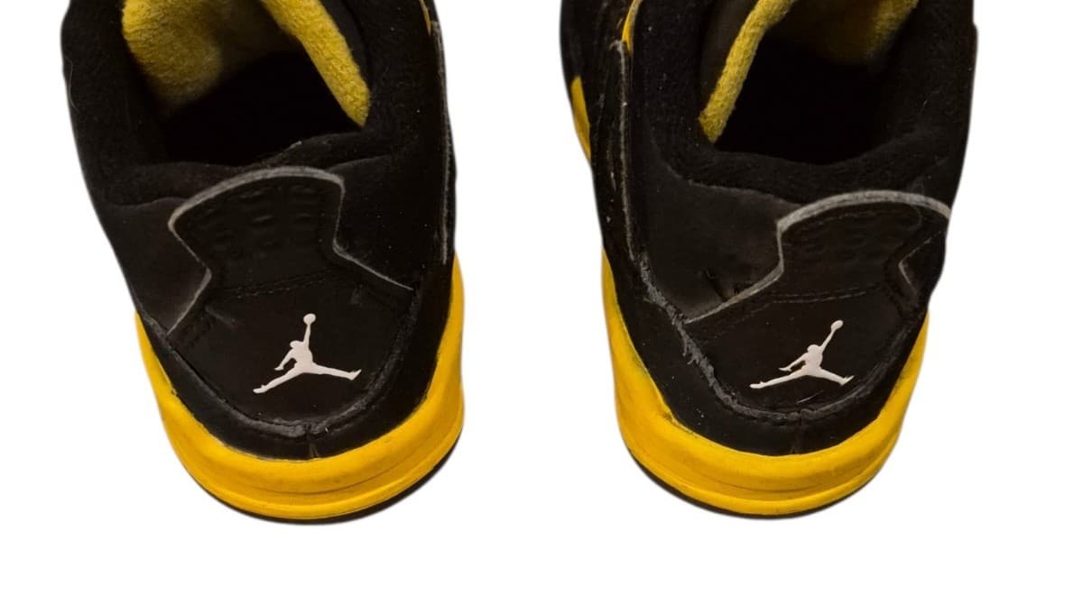 Nike Air Jordan 4 Retro TD Thunder Toddler Size 7C Black Yellow - Thumbnail 5