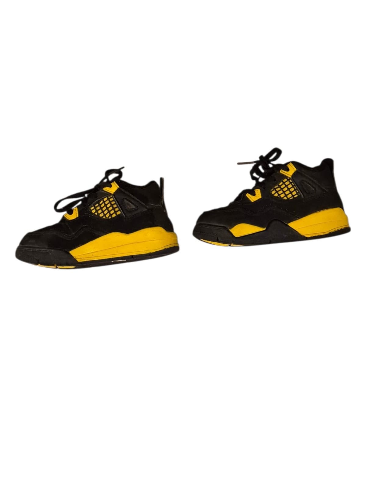 Nike Air Jordan 4 Retro TD Thunder Toddler Size 7C Black Yellow - Thumbnail 3