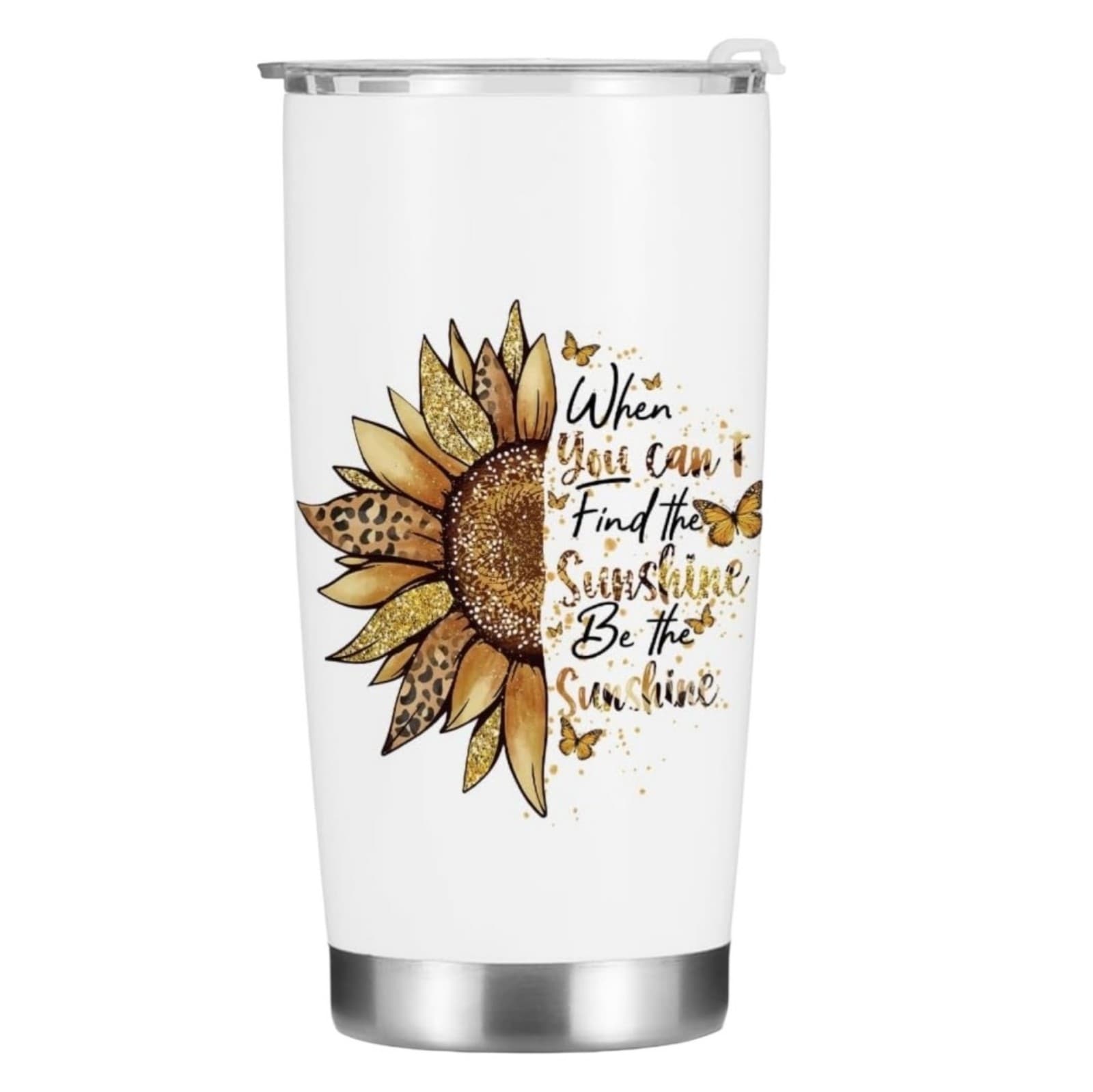Sunflower 20oz Stainless Steel Vacuum Insulated Travel Mug Inspirational Saying - Thumbnail 2