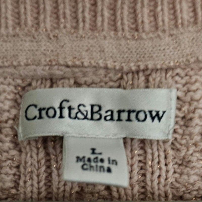 Croft & Barrow Women's Size Large V-Neck Cable Knit Sweater - Thumbnail 3