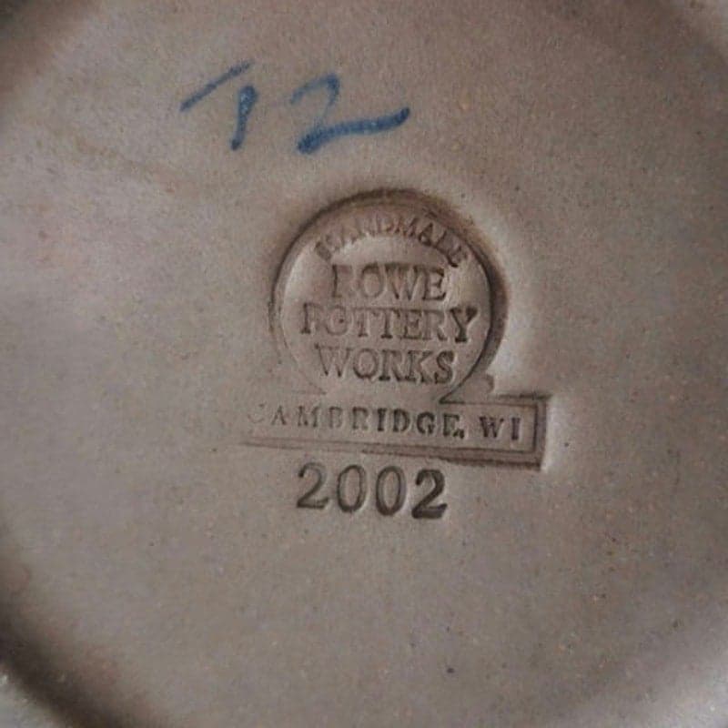 VTG Handmade Rowe Pottery 7" Bowl Salt Glazed Stoneware 2002 Pinecone - Thumbnail 3