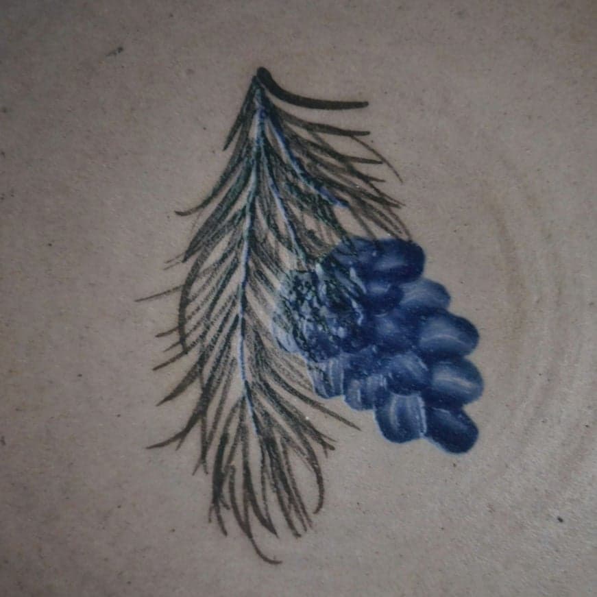 VTG Handmade Rowe Pottery 7" Bowl Salt Glazed Stoneware 2002 Pinecone - Thumbnail 2