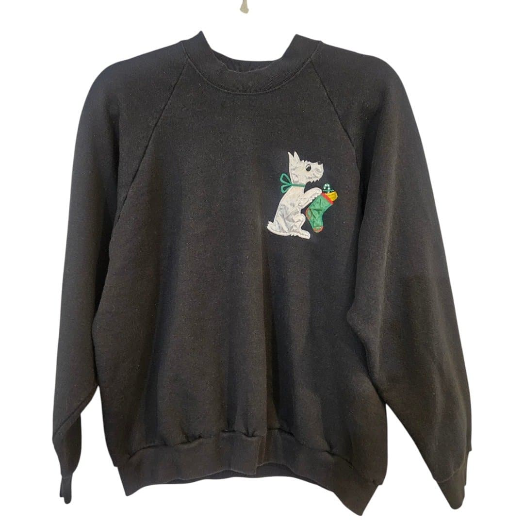 Vintage Scottie Christmas Sweatshirt Womens Size L - Thumbnail 3