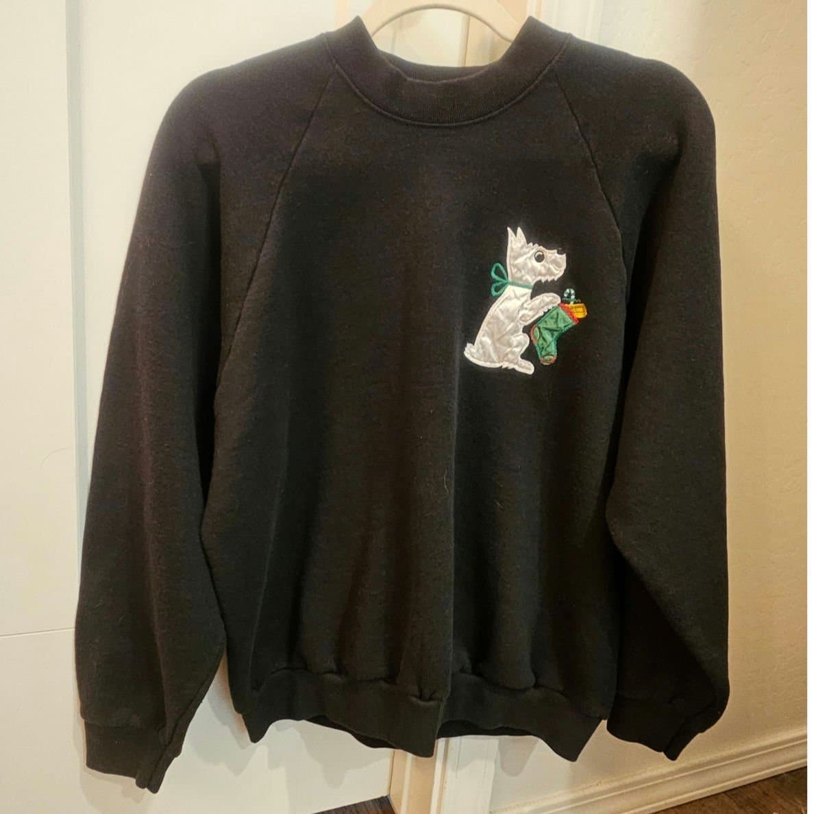 Vintage Scottie Christmas Sweatshirt Womens Size L - Thumbnail 2