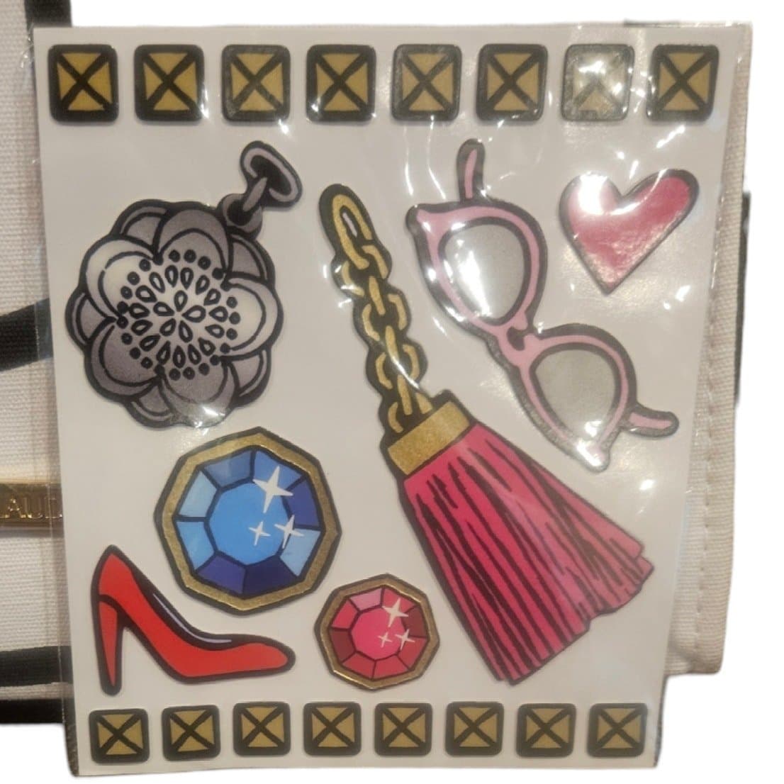Estee Lauder White Black Cosmetic Bag with Sticker Set - Thumbnail 4
