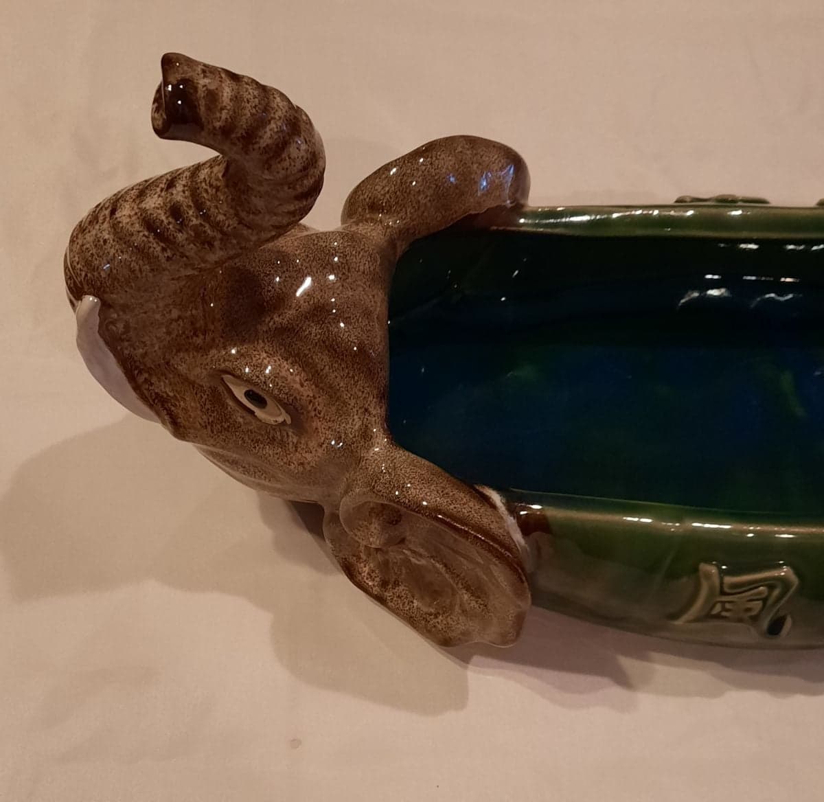 Unique Vintage Two Headed Ceramic Elephant Planter/Bowl/Decor - Thumbnail 5