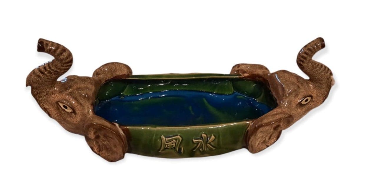 Unique Vintage Two Headed Ceramic Elephant Planter/Bowl/Decor - Thumbnail 2