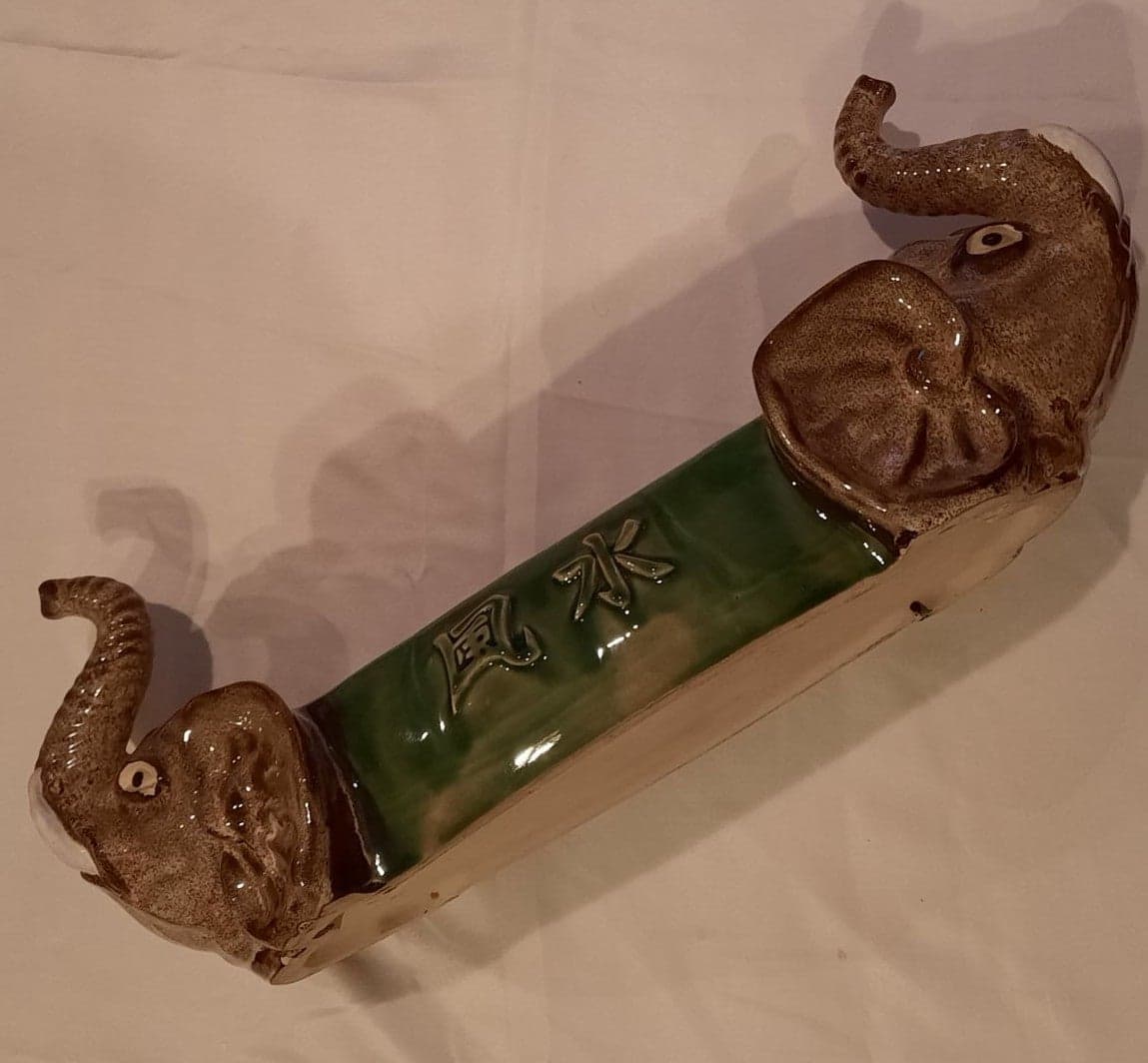 Unique Vintage Two Headed Ceramic Elephant Planter/Bowl/Decor - Thumbnail 4