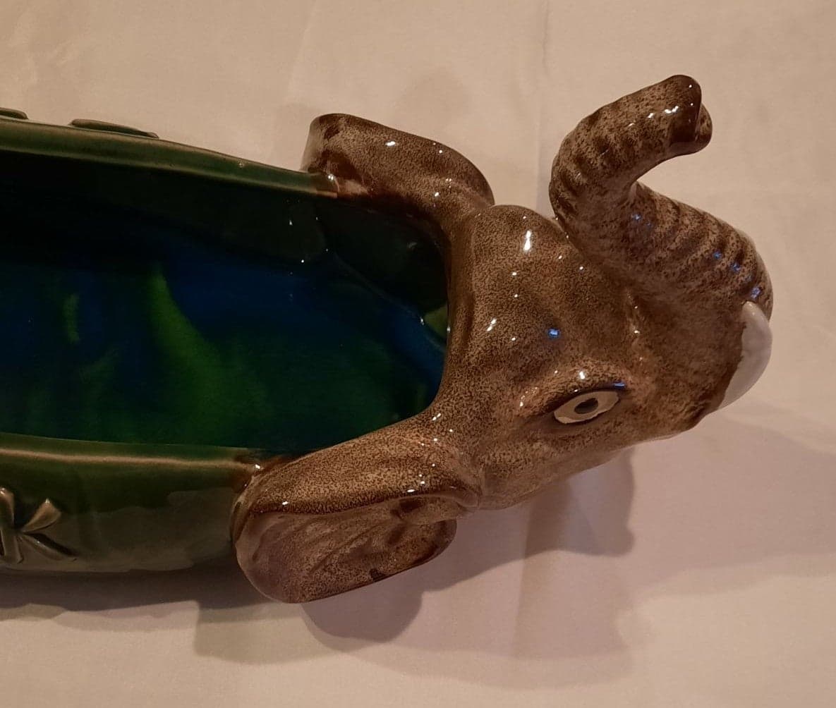 Unique Vintage Two Headed Ceramic Elephant Planter/Bowl/Decor - Thumbnail 7