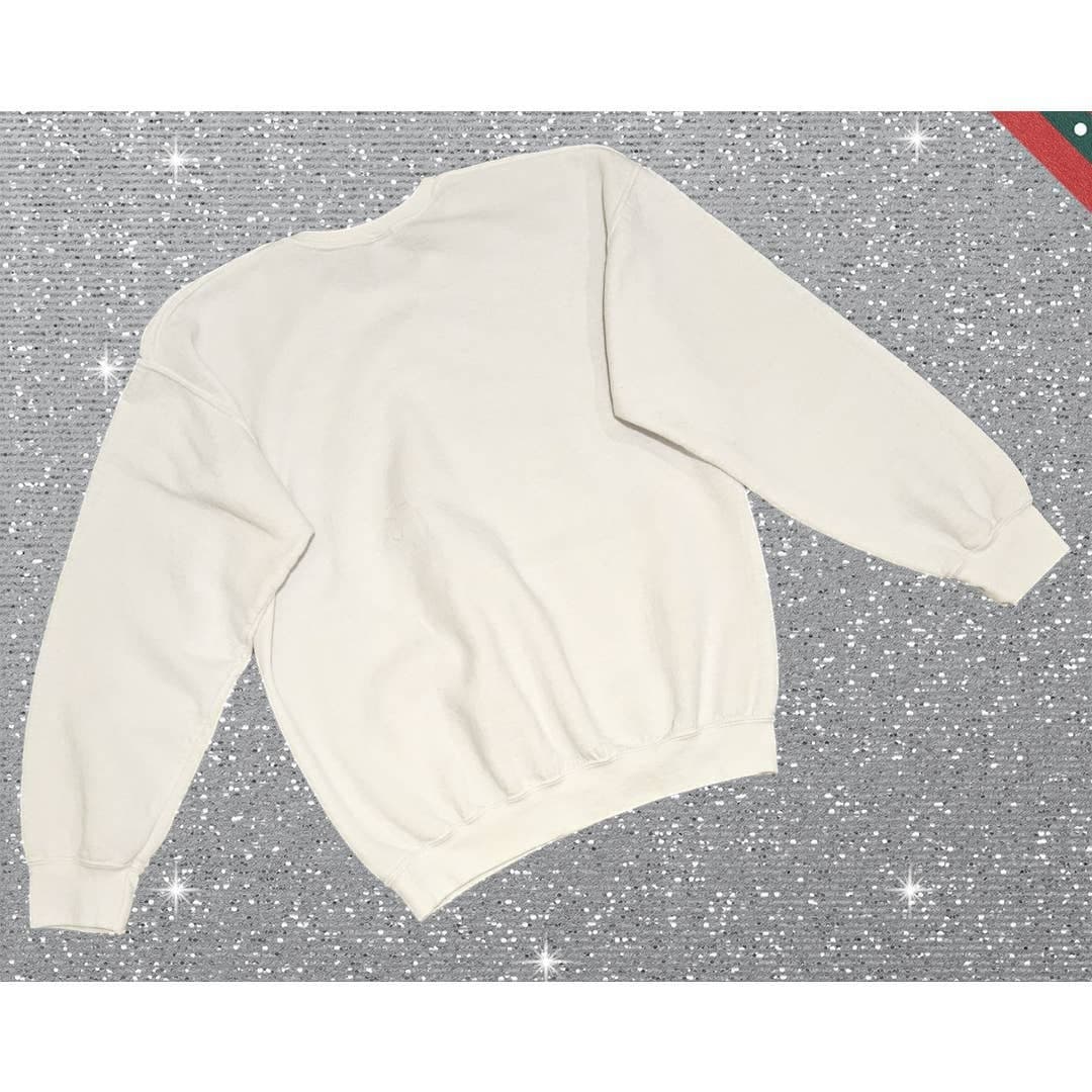 Christmas Sweatshirt Womens White Gildan Medium Embellished Holiday Ugly Sweater - Thumbnail 4
