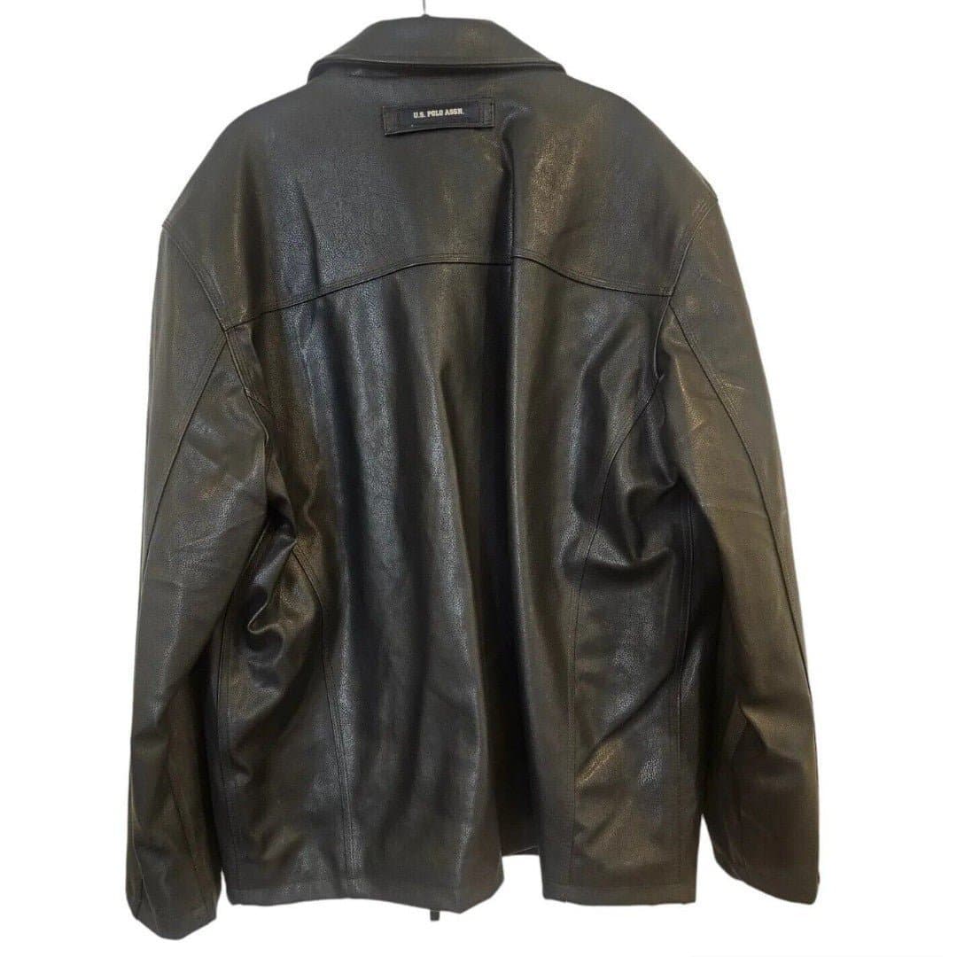 US Polo Black Faux Leather Zip Up Lined Jacket Men's XXL NWOT - Thumbnail 3