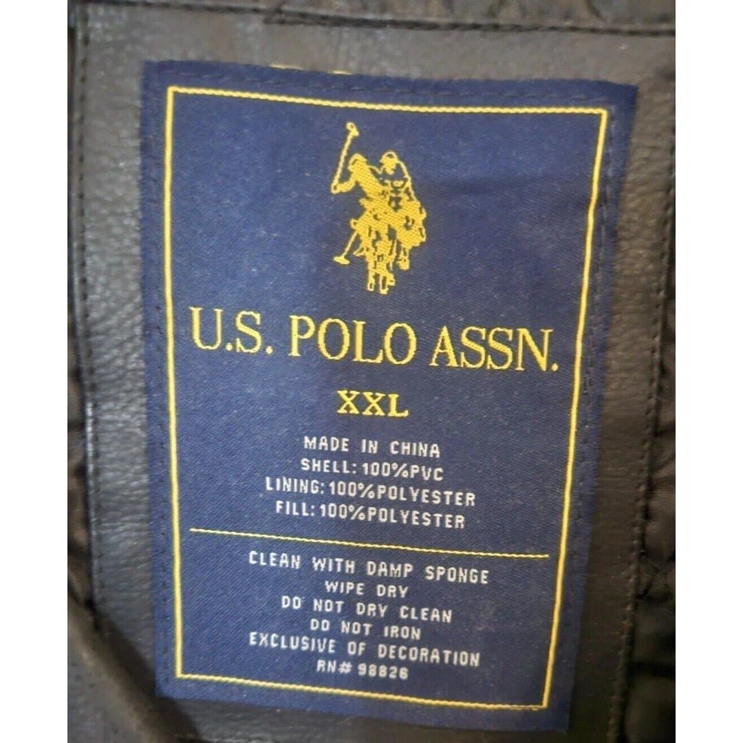 US Polo Black Faux Leather Zip Up Lined Jacket Men's XXL NWOT - Thumbnail 10