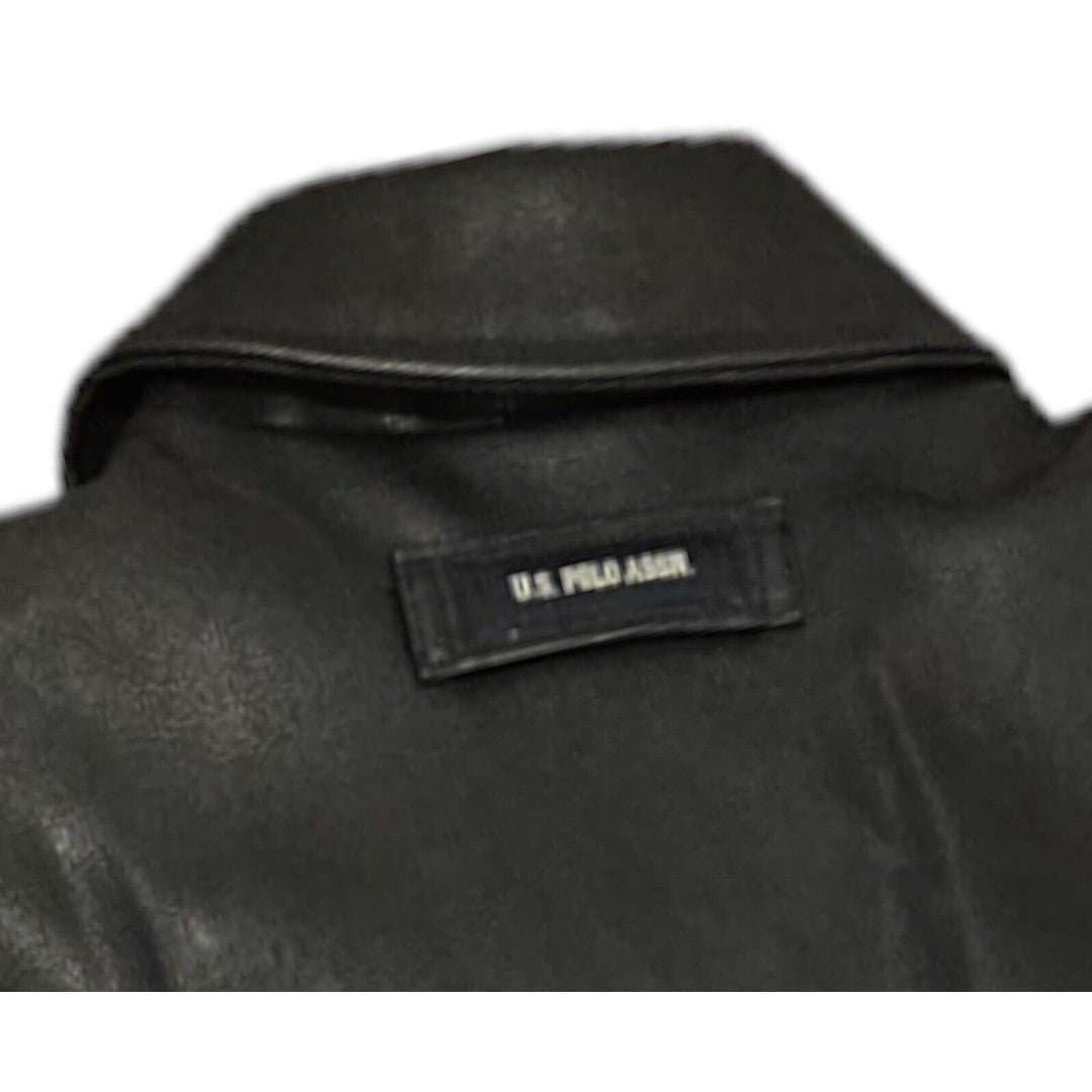 US Polo Black Faux Leather Zip Up Lined Jacket Men's XXL NWOT - Thumbnail 9