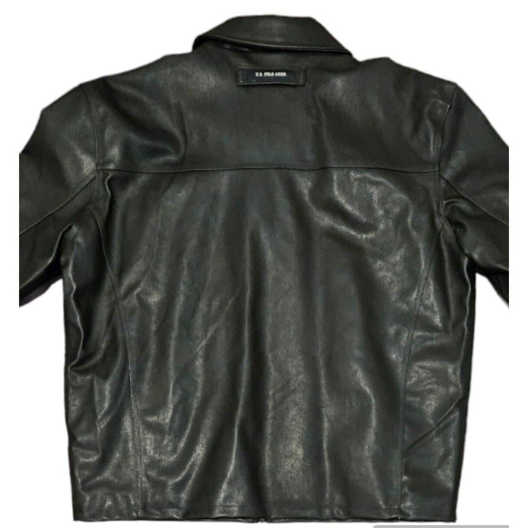 US Polo Black Faux Leather Zip Up Lined Jacket Men's XXL NWOT - Thumbnail 8