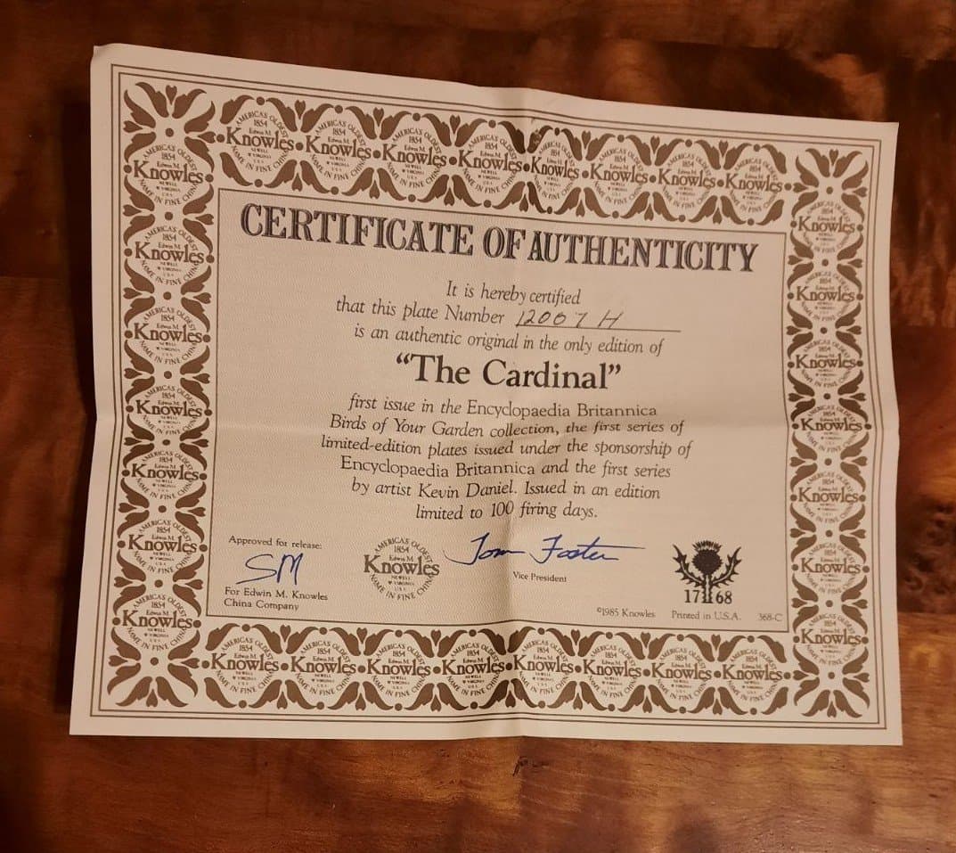 The Cardinal Collector Plate with COA - Thumbnail 6