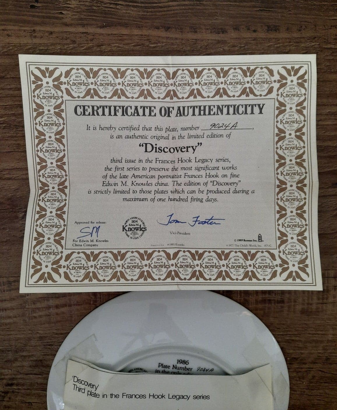 1986 Knowles "Discovery" Frances Hook Legacy Collectors Plate - Thumbnail 5