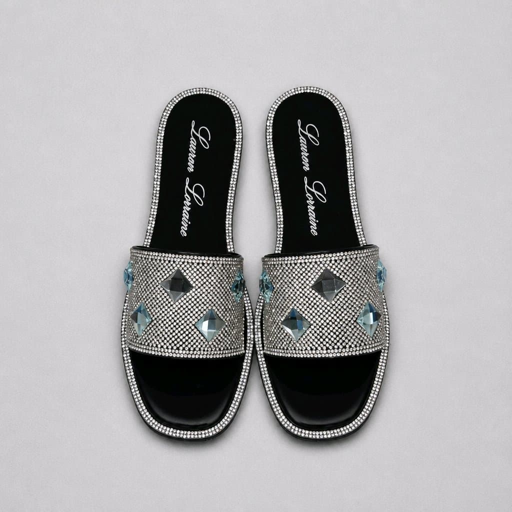 Lauren Lorraine Embellished Jelly Sandals Black 9.5