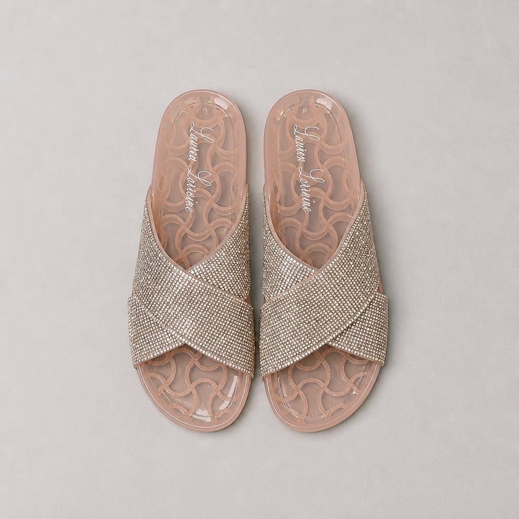 Lauren lorraine Rhinestone Jelly Slide Nude Sandals Medium