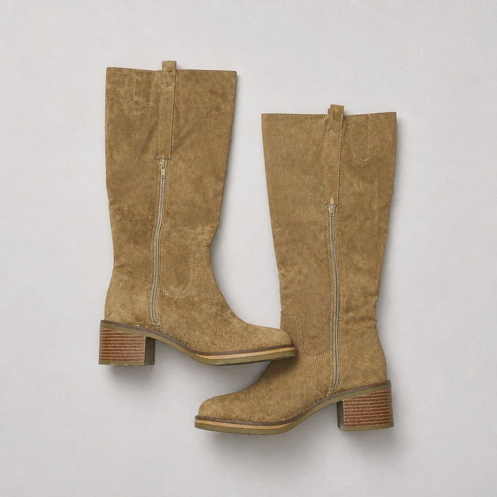 Kensie Women's Tan Knee-High Boots with Block Heel