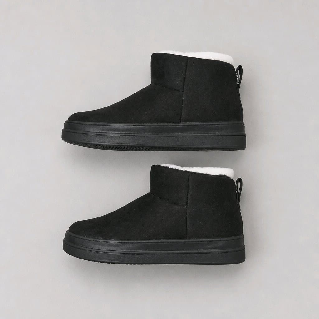 J Slides Black Suede Ankle Boots with Faux Fur Lining Size 7