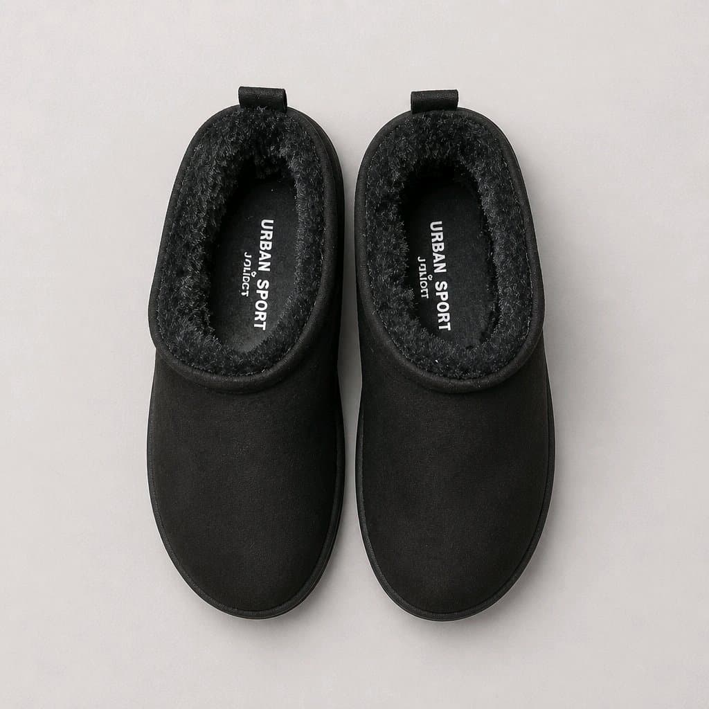 J Slides Black Suede Ankle Boots with Faux Fur Lining Size 7 - Thumbnail 2