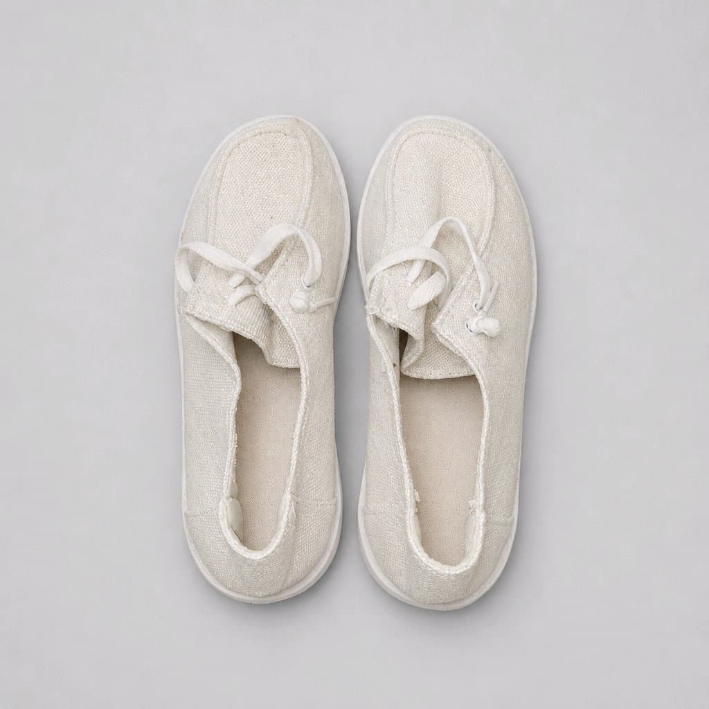 White Casual Loafers with Knotted Laces - Thumbnail 2