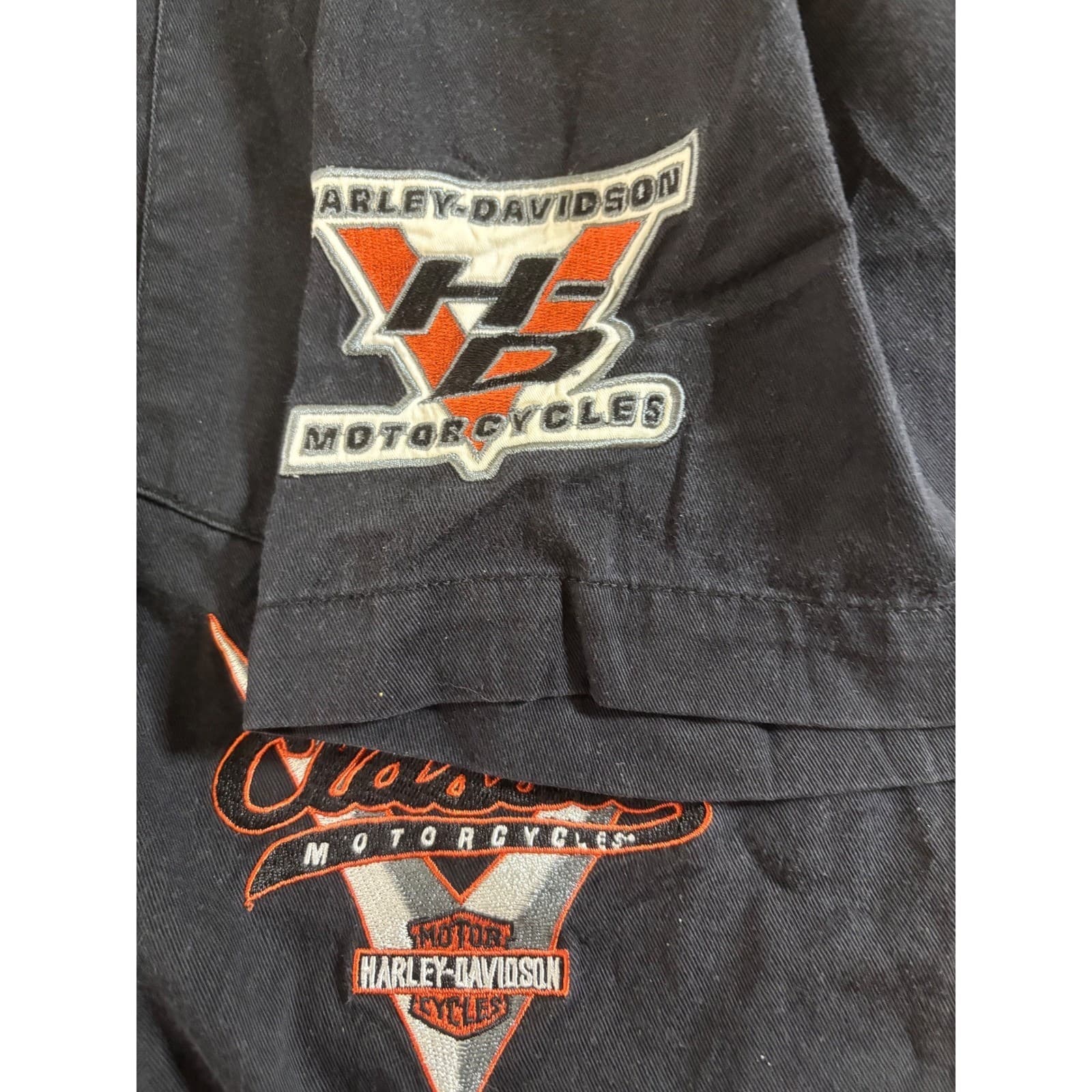 Harley Davidson Mens XL Black V-Twin Power Short Sleeve Button Up Work Shirt - Thumbnail 3