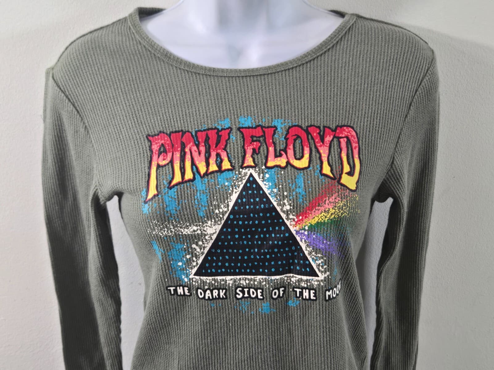 Pink Floyd Womans Top XS Green Cotton The Dark Side Of The Moon Thermal Shirt - Thumbnail 6