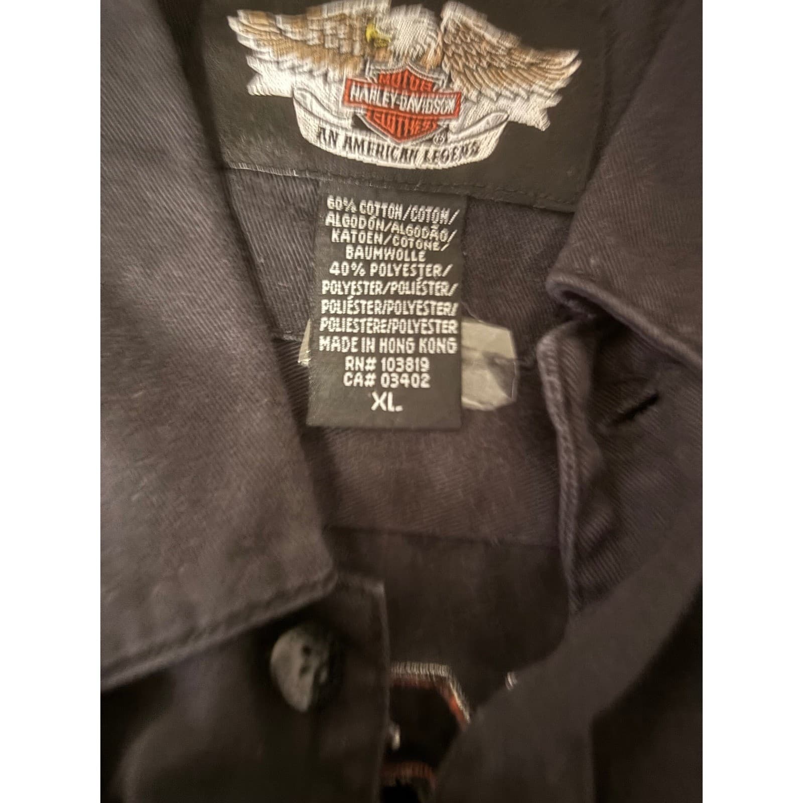 Harley Davidson Mens XL Black V-Twin Power Short Sleeve Button Up Work Shirt - Thumbnail 4