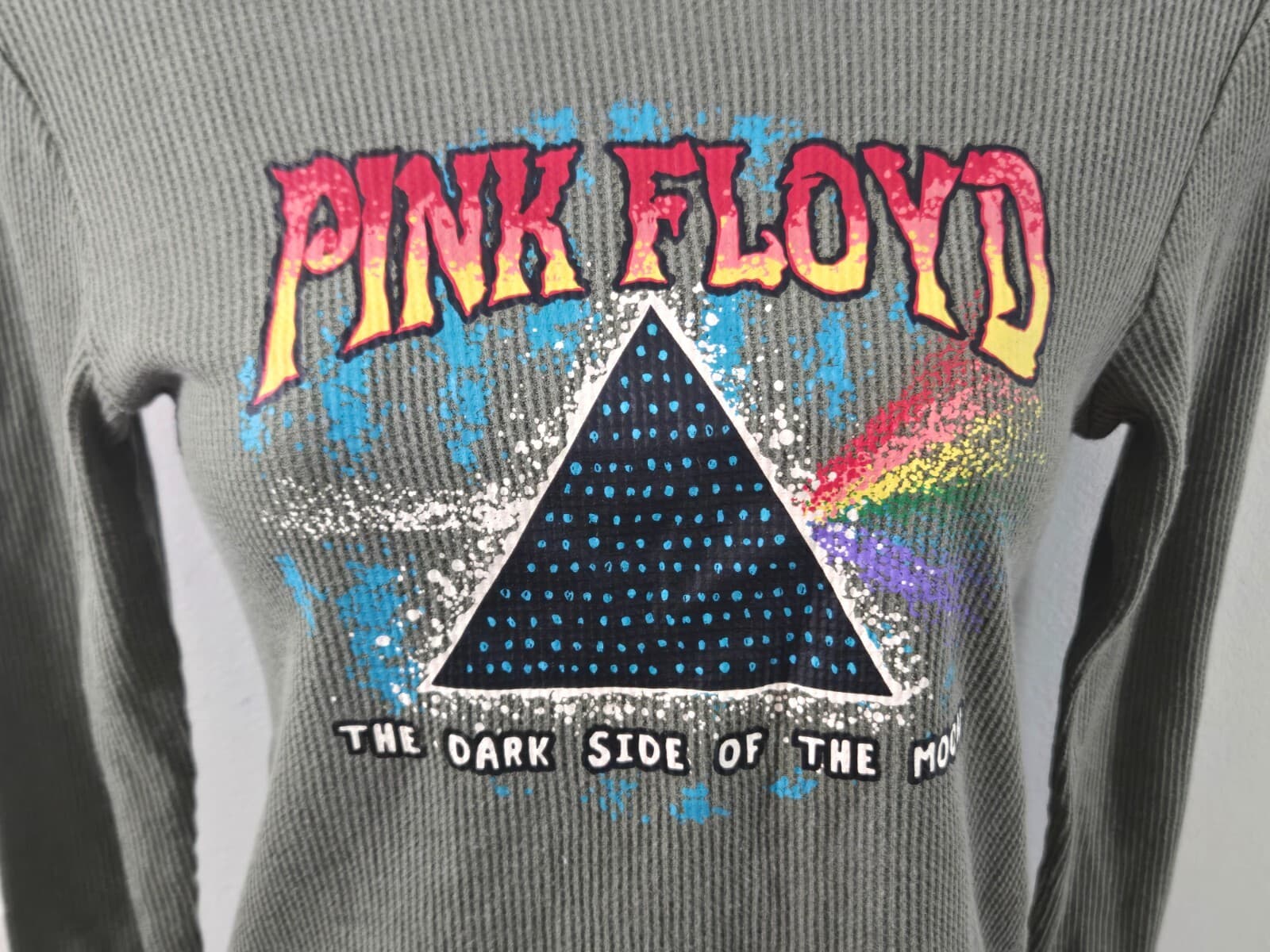Pink Floyd Womans Top XS Green Cotton The Dark Side Of The Moon Thermal Shirt - Thumbnail 4