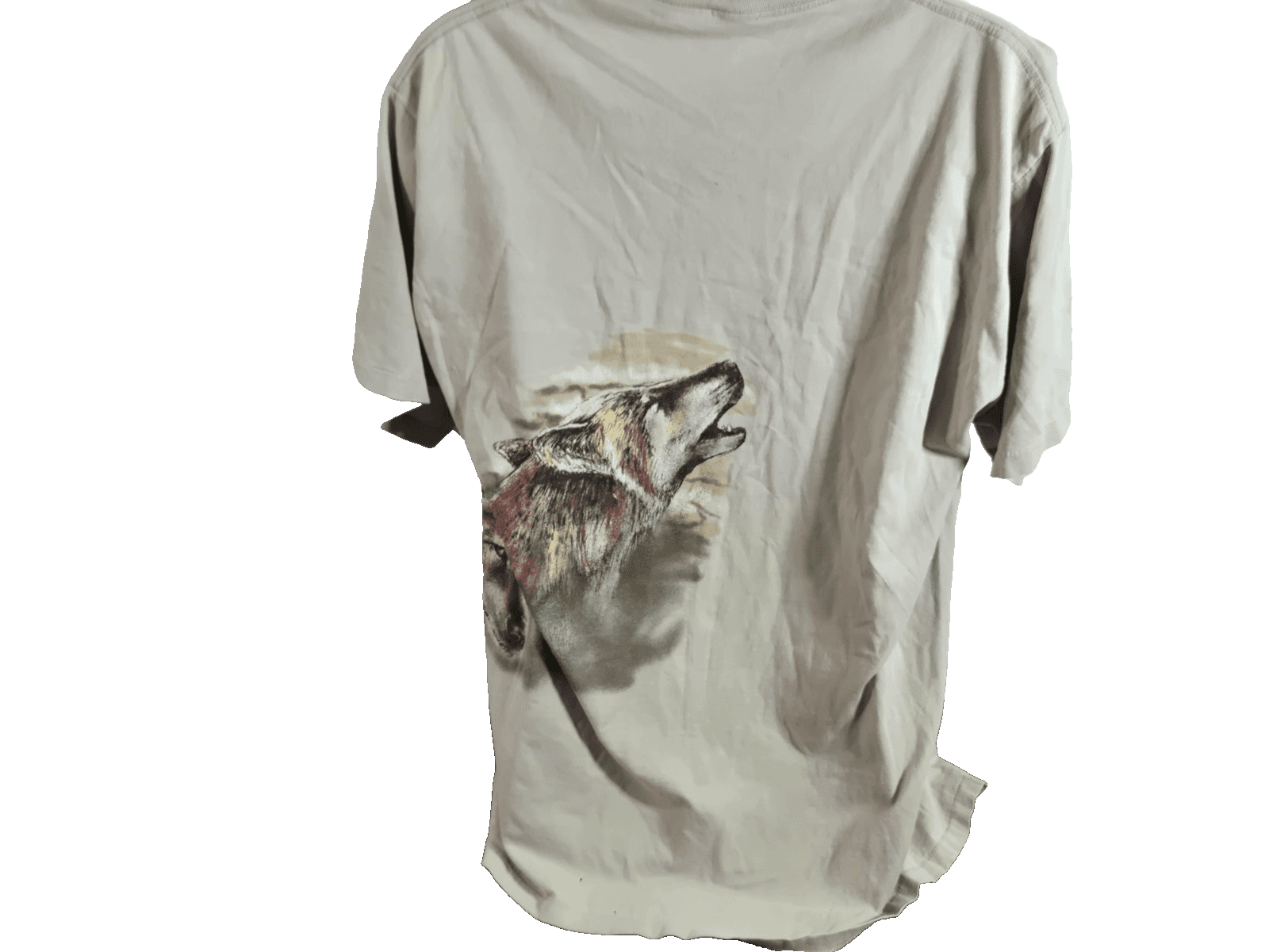 90s Wolf Nature Graphic Tee Shirt Mens Made In USA Cut Tag See Measurements - Thumbnail 4