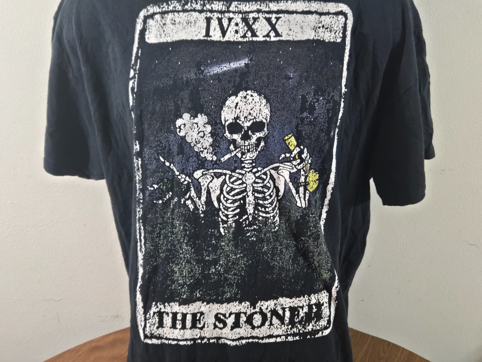 Spencers The Stoner Pot Head Skeleton Tarot Card Graphic Shirt XL Black Bong - Thumbnail 2