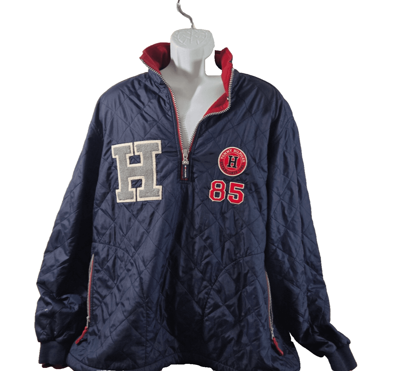 Tommy Hilfiger Quilted 1/4 Zip Jacket Fleeced Lined Size Large Pockets - Thumbnail 5
