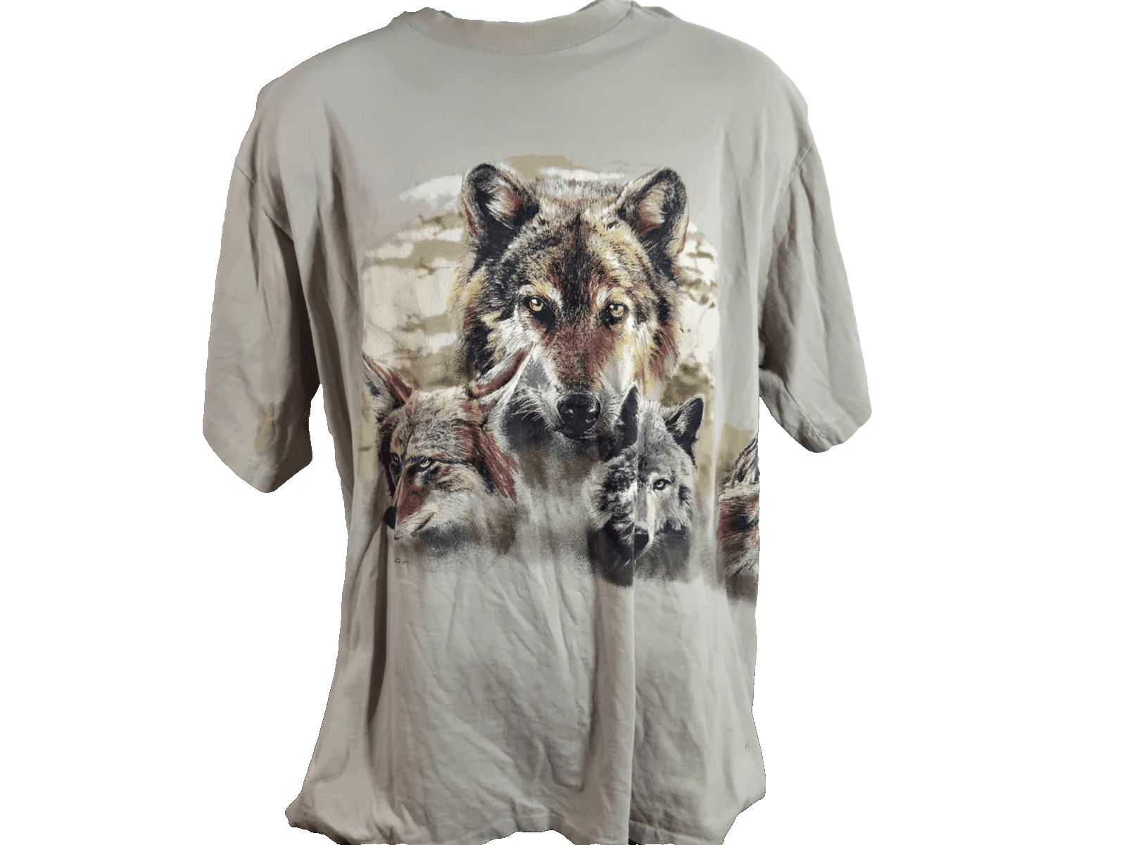 90s Wolf Nature Graphic Tee Shirt Mens Made In USA Cut Tag See Measurements - Thumbnail 2