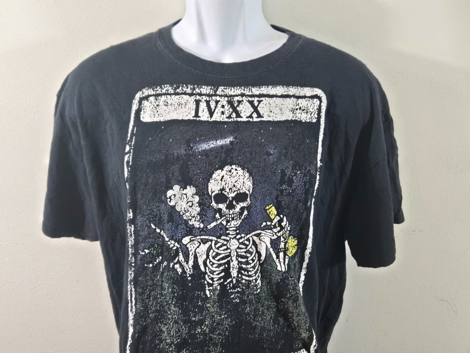Spencers The Stoner Pot Head Skeleton Tarot Card Graphic Shirt XL Black Bong - Thumbnail 3