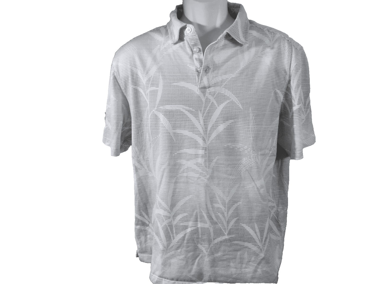 Nat Nast Polo Shirt Mens Large Gray Short Sleeve Luxury Originals Foliage Print - Thumbnail 2